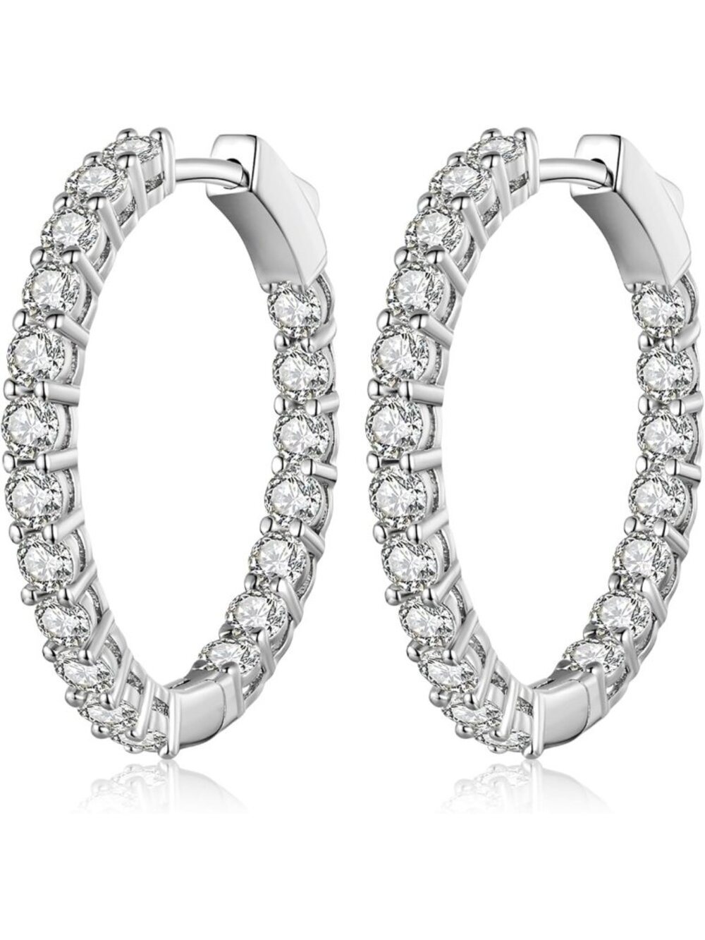 Stylish Silver Hoop Earrings for Women with Sparkling Cubic Zirconia Accents